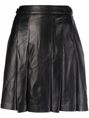 Arma leather pleated mini skirt - Black