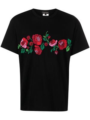 Comme Des Garçons Homme Plus floral-embroidered cotton T-shirt - Black