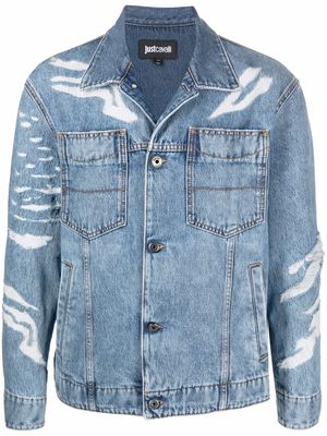 Just Cavalli ripped-detailed denim jacket - Blue
