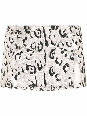 Dolce & Gabbana metallic embroidered leopard print skirt - Neutrals