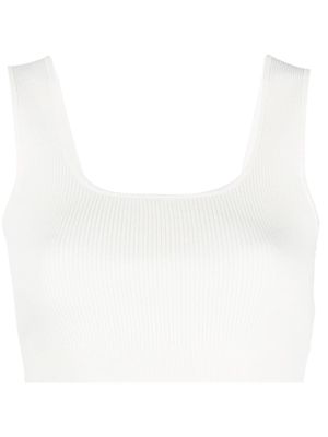 12 STOREEZ ribbed-knit cropped top - White