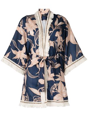 PatBO floral-print tied-waist kimono - Blue