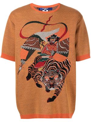Junya Watanabe MAN tiger intarsia-knit T-shirt - Orange