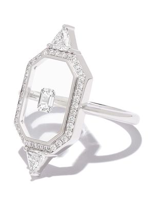 Nikos Koulis 18kt white gold diamond and enamel ring - Silver