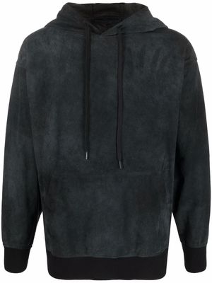 Salvatore Santoro long-sleeved suede hoodie - Black