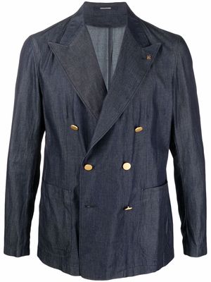 Tagliatore double-breasted denim blazer - Blue