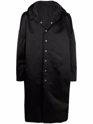 Rick Owens hooded single-breasted oversized coat - Black
