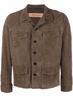 Giorgio Brato perforated suede workwear jacket - Brown