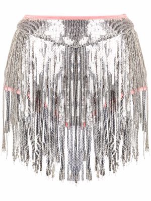 Forte Forte sequin-embellished fringe-detail shorts - Silver