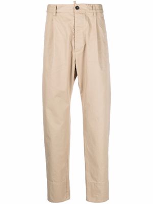Dsquared2 logo-print tapered-leg chino trousers - Neutrals