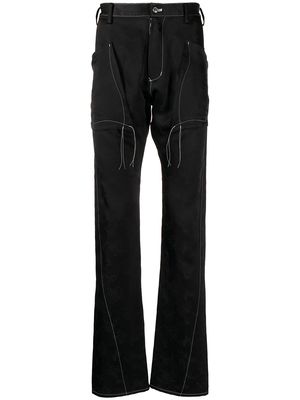 sulvam contrast-stitch slim flare trousers - Black