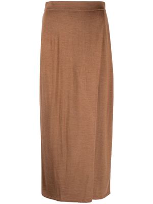 12 STOREEZ wrap-style midi skirt - Brown