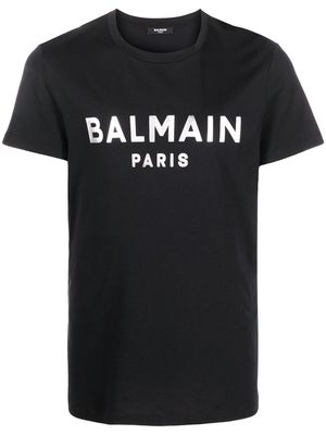 Balmain metallic logo-print cotton T-shirt - Black