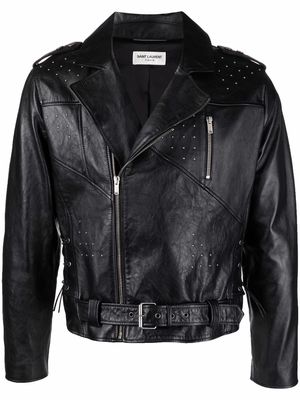 Saint Laurent studded leather jacket - Black