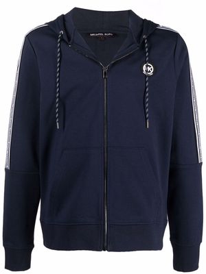Michael Kors logo-patch zip-up hoodie - Blue