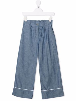Moncler Enfant contrasting pipe-trim trousers - Blue
