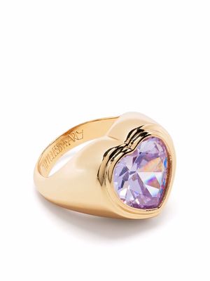 Timeless Pearly crystal-embellished signet ring - Gold