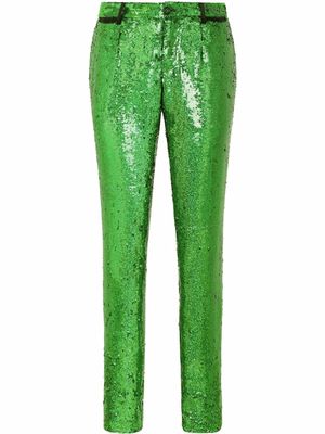 Dolce & Gabbana sequinned tailored trousers - Green