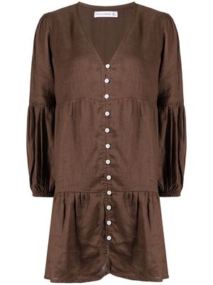 Faithfull the Brand Dija buttoned mini dress - Brown