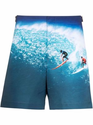Orlebar Brown wave-print swim shorts - Blue
