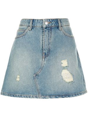Zadig&Voltaire distressed-effect A-line mini skirt - Blue