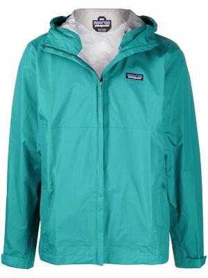 Patagonia logo-patch zip-up hooded jacket - Green