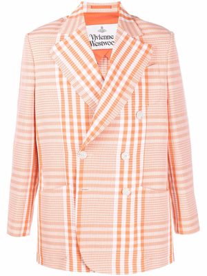 Vivienne Westwood check-pattern double-breasted blazer - Orange