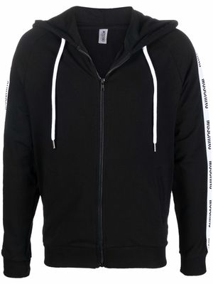 Moschino logo-tape zip-up hoodie - Black