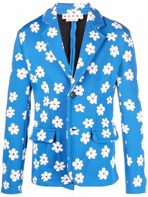 Marni floral-print blazer - Blue