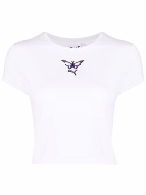 PUMA butterfly-print cropped T-shirt - White