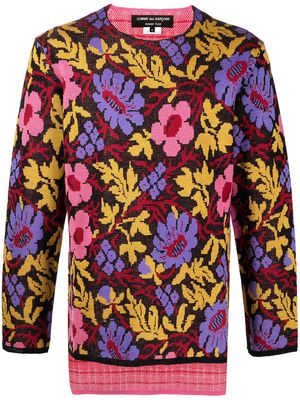 Comme Des Garçons Homme Plus floral check knit jumper - Multicolour