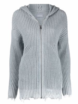 Zadig&Voltaire logo-embroidered distressed cardigan - Blue