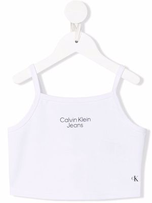Calvin Klein Kids cropped logo-print cami top - White