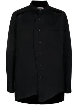 sulvam slit-detail button-up shirt - Black