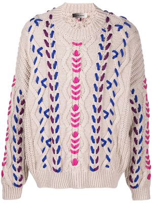 Isabel Marant braid-detail chunky knit jumper - Neutrals
