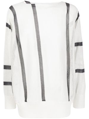 sulvam striped semi-sheer jumper - White