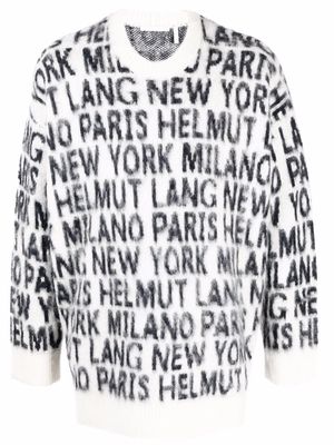 Helmut Lang city slogan-knit alpaca-wool jumper - White