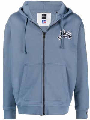 BOSS x Russell Athletic zip-up hoodie - Blue