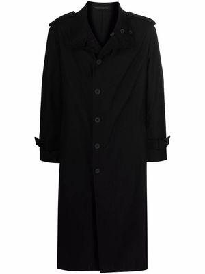 Yohji Yamamoto funnel neck button-up coat - Black