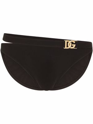 Dolce & Gabbana asymmetric logo-strap swimming briefs - Black