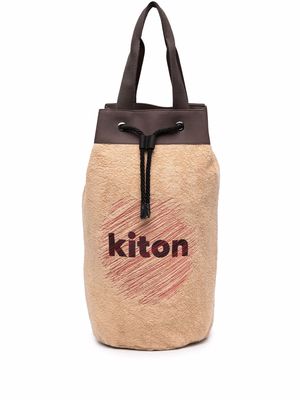 Kiton logo-print large bucket bag - Neutrals