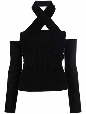 Antonella Rizza crossed-front cashmere top - Black