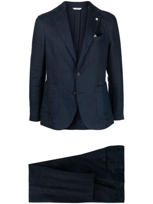 Manuel Ritz brooch-detail linen suit - Blue