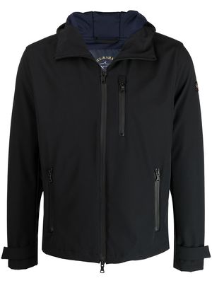 Paul & Shark logo-patch hooded zip jacket - Black