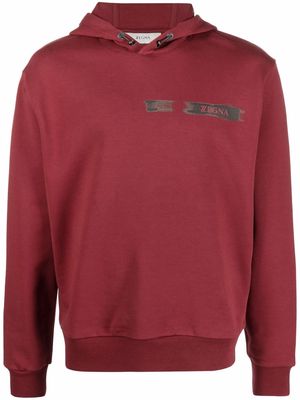 Z Zegna logo-print cotton hoodie - Red