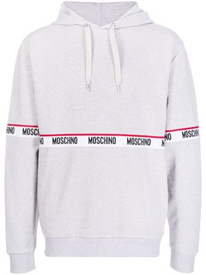 Moschino logo-tape drawstring hoodie - Grey