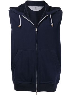 Brunello Cucinelli sleeveless zip-up hoodie - Blue
