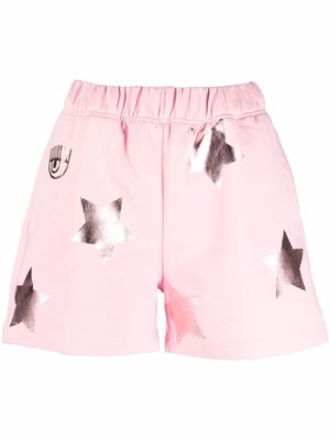 Chiara Ferragni star-patch track shorts - Pink