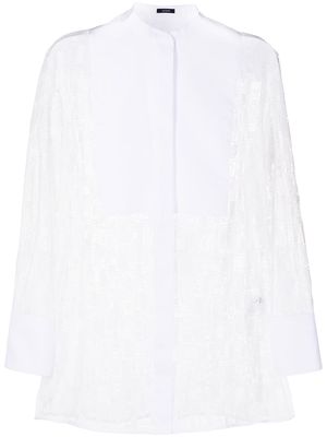 JOSEPH lace-detail long-sleeved shirt - White
