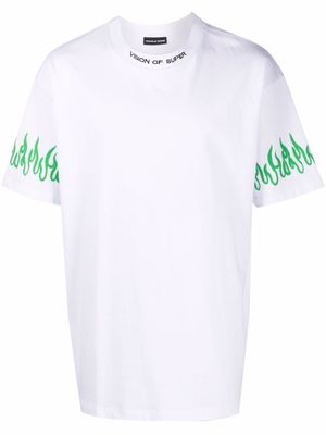 Vision Of Super flame-print logo T-shirt - White